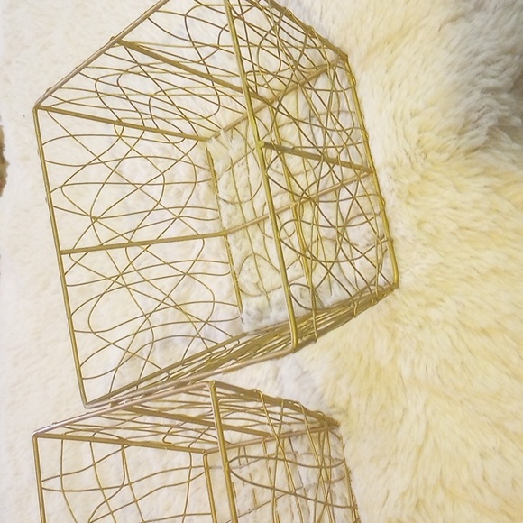 generic Storage & Organization Decorative Matte Gold Square Wire Baskets Two Piece Set